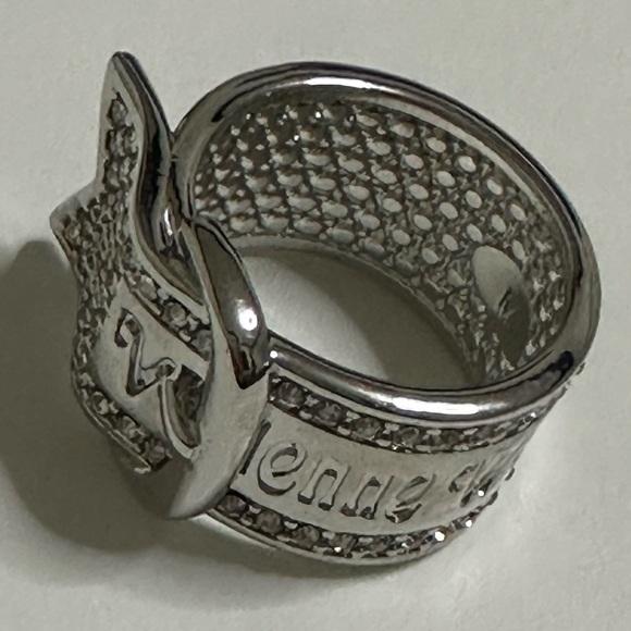 Sold out Vivienne Westwood silver tone crystal pave sparkly band Ring - Picture 2 of 10